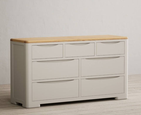 Alba Oak and Soft White Painted Wide Chest of Drawers