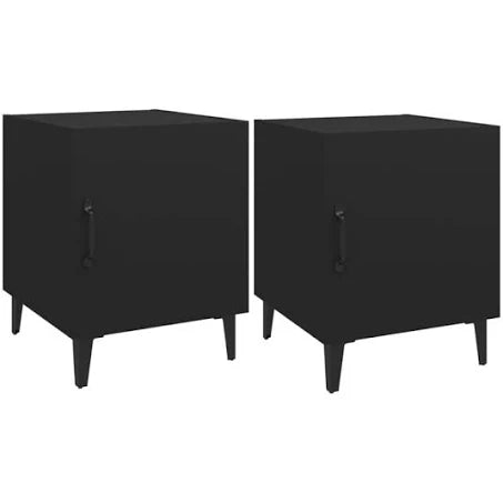 vidaXL Bedside Cabinets 2 Pcs Black Engineered Wood