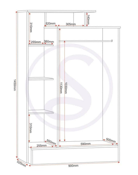 Seconique Nevada Petite Open Shelf Wardrobe - White Gloss