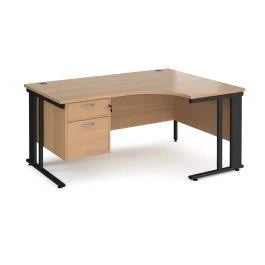DAMS Maestro 25 right hand ergonomic desk with 2 drawer pedestal