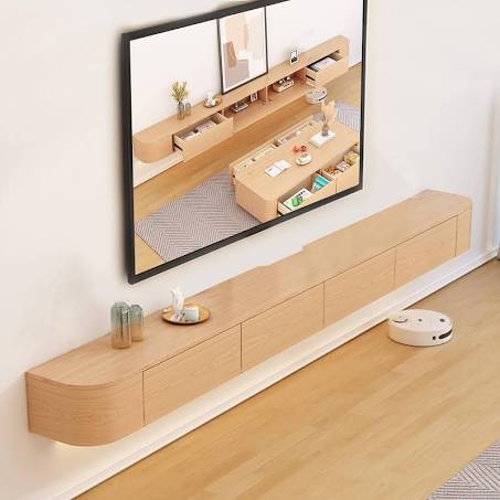 HYANXUE Floating TV Stand, Wall Mounted TV Shelves With Door,TV Media Console ...