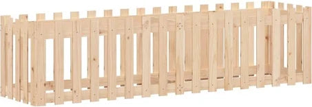 vidaXL Garden Raised Bed with Fence Design 200x50x50 cm Solid Wood Pine