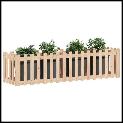 vidaXL Garden Raised Bed with Fence Design 200x50x50 cm Solid Wood Pine
