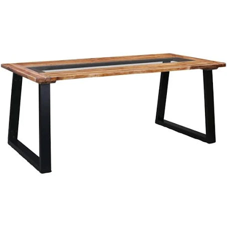 vidaXL Dining Table 180x90x75 cm Solid Acacia Wood and Glass