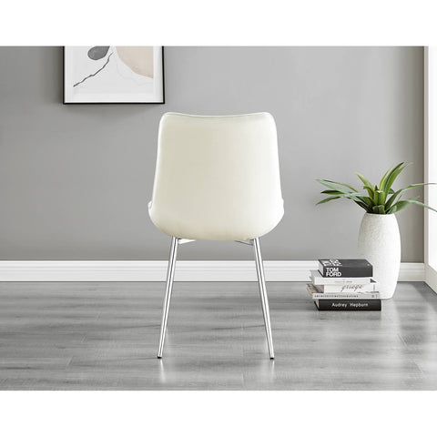 Pivero 4 White Dining Table and 4 Pesaro Silver Leg Chairs - Cream