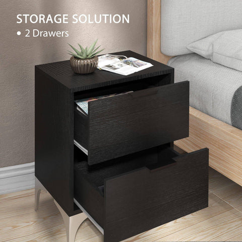 HOMCOM Bedside Tables Set of 2 with 2 Drawers For Bedroom, Living Room