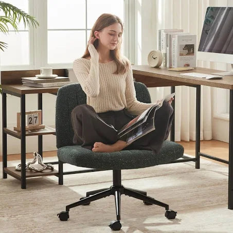 Dowinx Green Contemporary Office Chair with Cross Back, Ergonomic Design, Height ...