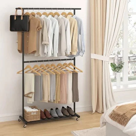 Nedyalka Metal Rolling Clothing Rack Rebrilliant Color: Black