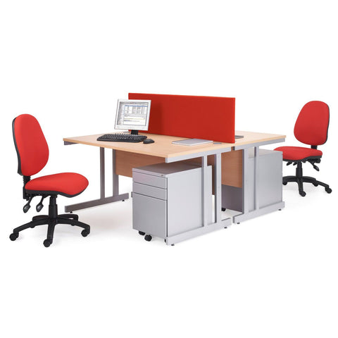 Momento Right Hand Wave Desk 1600mm - Silver Cantilever Frame, White