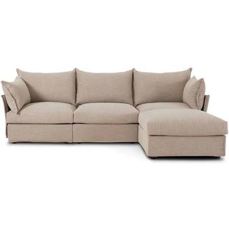 Model 06 Linen 3 Seater Chaise Sofa - Homebound 12 months / Pumice