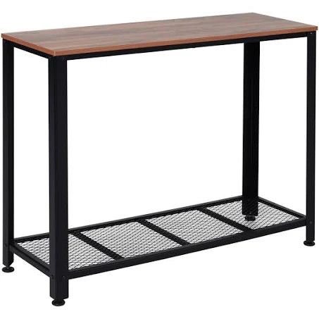 HOMCOM Steel Frame Industrial Style Console Table Brown/Black
