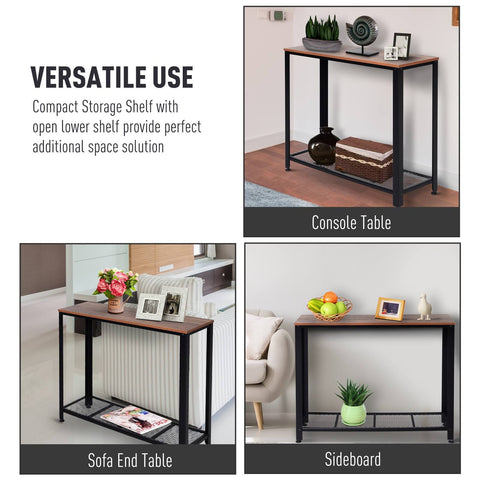 HOMCOM Steel Frame Industrial Style Console Table Brown/Black