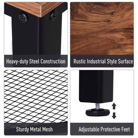 HOMCOM Steel Frame Industrial Style Console Table Brown/Black