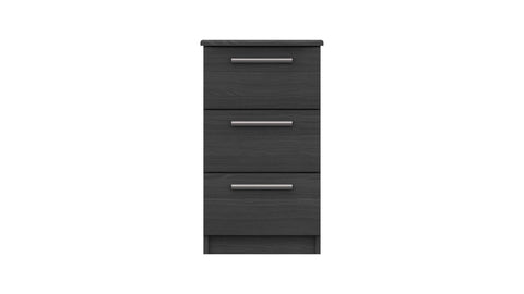 Midas Three Drawer Bedside Table Fully Assembled Light Grey Woodgrain