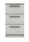 Midas Three Drawer Bedside Table Fully Assembled Light Grey Woodgrain