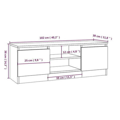 vidaXL TV Cabinet with Door Grey Sonoma 102x30x36 cm