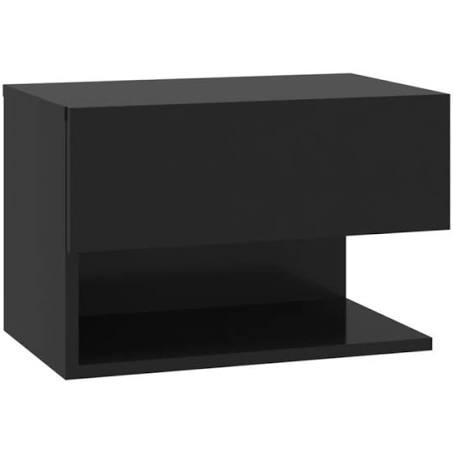 vidaXL Wall-Mounted Bedside Cabinet Black
