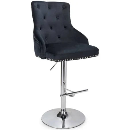 Shankar Rocco Brushed Velvet Black Bar Stool