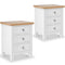 Farrow White Bedside Tables Set of 2 Cabinet Units with Oak Tops | Roseland ...