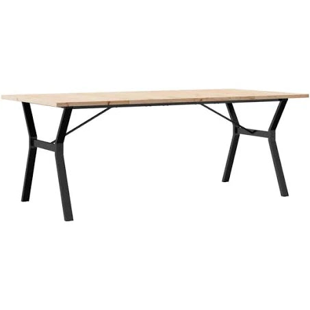 vidaXL Dining Table Y-Frame 200x100x75.5 cm Solid Wood Pine and Steel