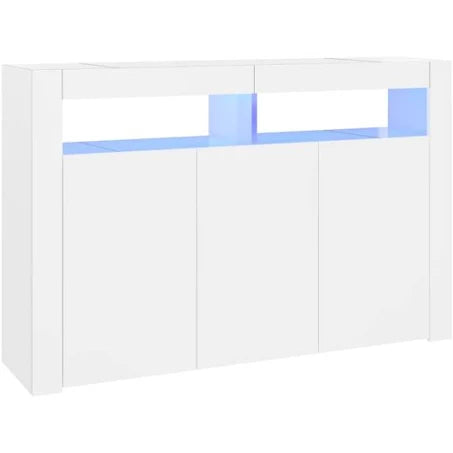 vidaXL Sideboard with LED Lights White 115.5x30x75 cm