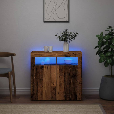 vidaXL Sideboard with LED Lights White 115.5x30x75 cm