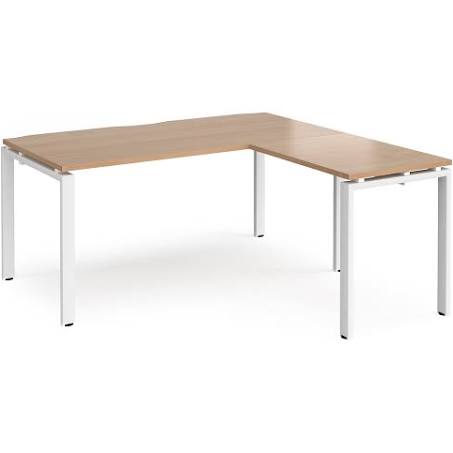 Adapt Desk 1600mm x 800mm with 800mm Return Desk - Black Frame, Beech