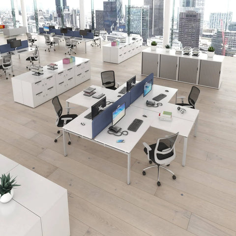 Adapt Desk 1600mm x 800mm with 800mm Return Desk - Black Frame, Beech