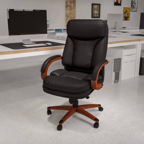 Flash Furniture High Back Leather Executive Swivel Chair with Synchro-Tilt ...