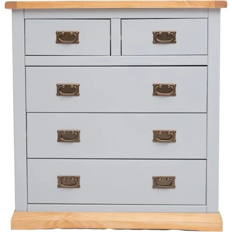 Bomporto 2 Over 3 Drawer Chest - Grey / Drop / Brass - Cabinet Bits
