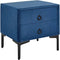 Beliani Bedside Table Blue Velvet Black Metal Legs with 2 Storage Drawers 44X 38 ...