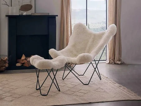 Cuero Sheepskin Butterfly Chair - Iceland Mariposa - Black Base - 100% Original