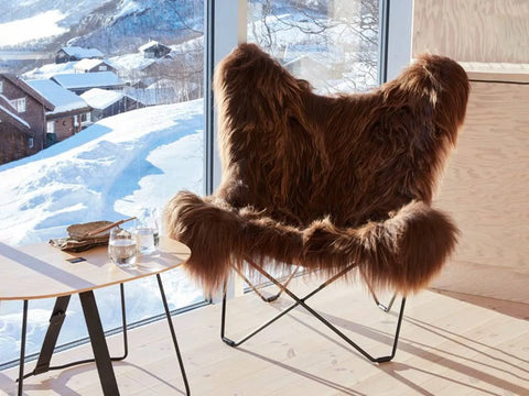Cuero Sheepskin Butterfly Chair - Iceland Mariposa - Black Base - 100% Original