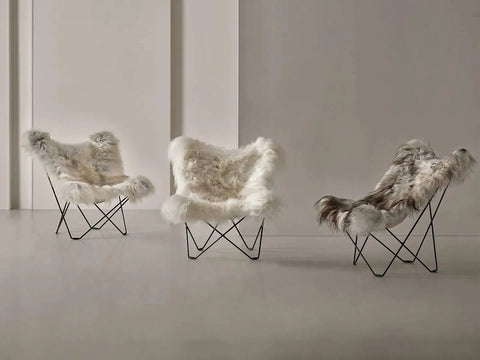 Cuero Sheepskin Butterfly Chair - Iceland Mariposa - Black Base - 100% Original