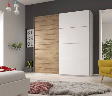 Pluto Sliding Wardrobe in Matt White | 2 Door - 200cm Wide