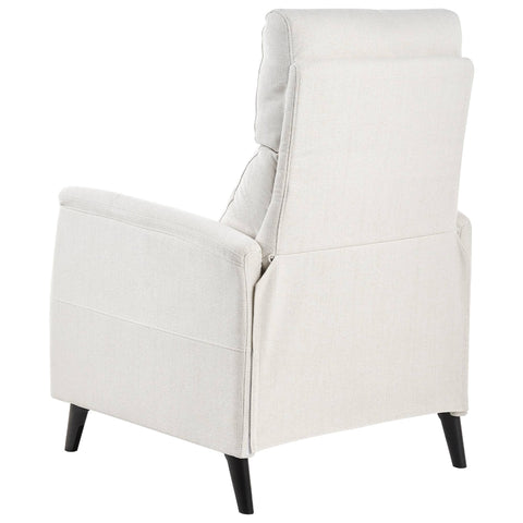 Recliner Chair White Fabric Upholstery Push-Back Manually Adjustable Back and ...