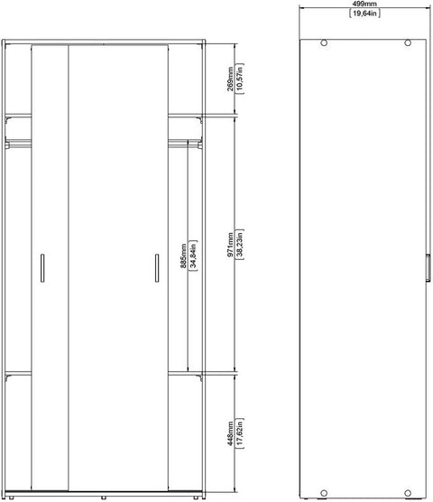 Tvilum Space Wardrobe with 2 Sliding Doors, White