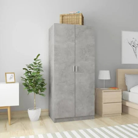 vidaXL Wardrobe Concrete Grey 80x52x180 cm Engineered Wood