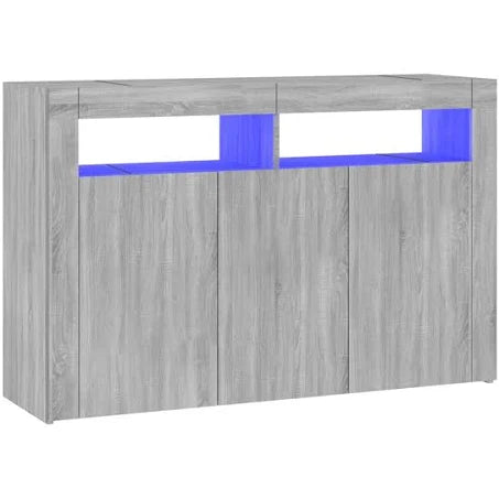 vidaXL Sideboard with LED Lights Grey Sonoma 115.5x30x75 cm