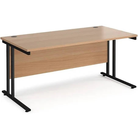 Maestro 25 800mm Deep Straight Desk With Cantilever Leg - Beech 1600mm / Black