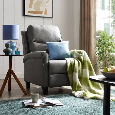 Home Detail Evan Grey Air Leather Push Back Recliner