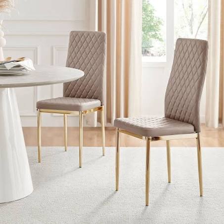 Furniture Box 4 x Milan Leather Dining Chairs - Grey