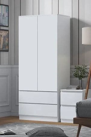 FWStyle - 2 Door 2 Drawer Combination Wardrobe Matt White - Stora