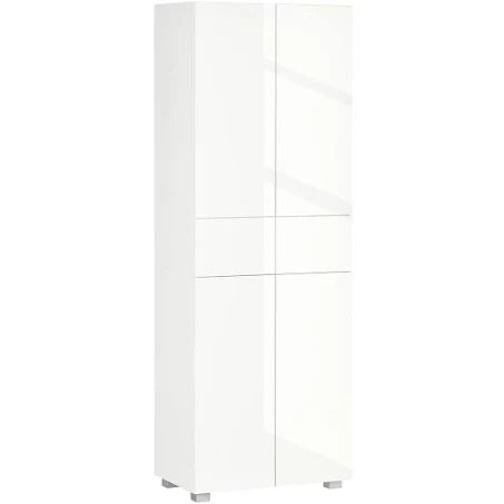 HOMCOM - 4 Door Kitchen Cupboard Freestanding Storage Cabinet with Shelves - White