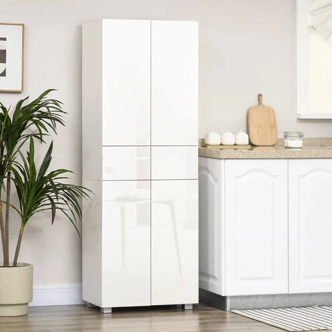 HOMCOM - 4 Door Kitchen Cupboard Freestanding Storage Cabinet with Shelves - White