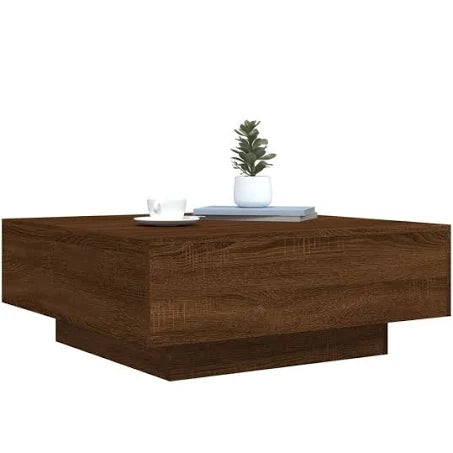 vidaXL Coffee Table with LED Lights Brown Oak 80x80x31 cm