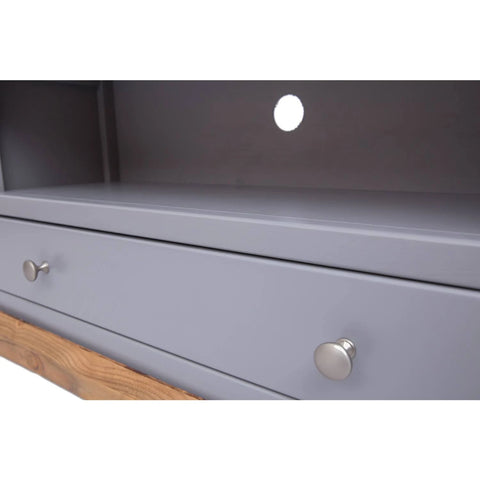 Biccari 1 Drawer TV Stand - Grey / Chrome Knob
