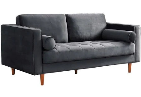 2 Seater Scott Grey Velvet Sofa Colour: Grey
