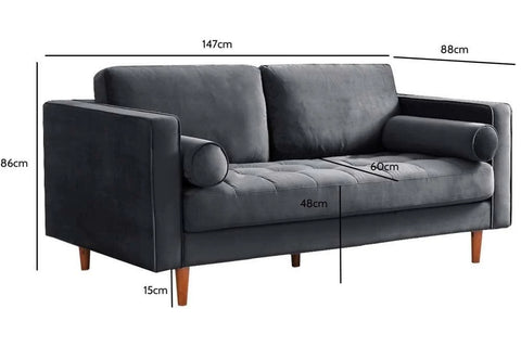 2 Seater Scott Grey Velvet Sofa Colour: Grey