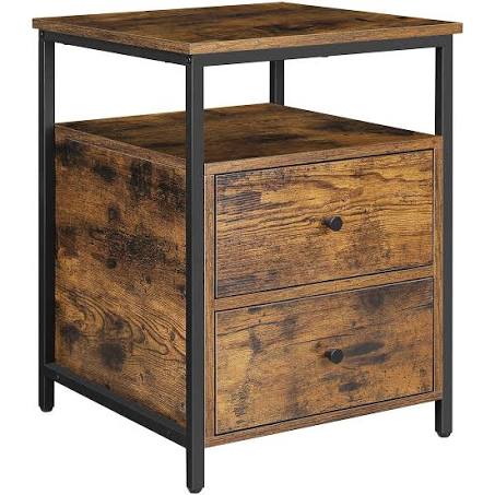 VASAGLE Nightstand Rustic Brown and Black